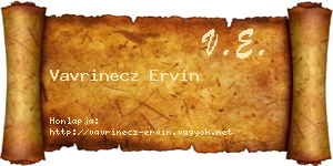 Vavrinecz Ervin névjegykártya