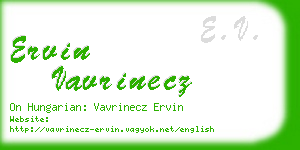 ervin vavrinecz business card